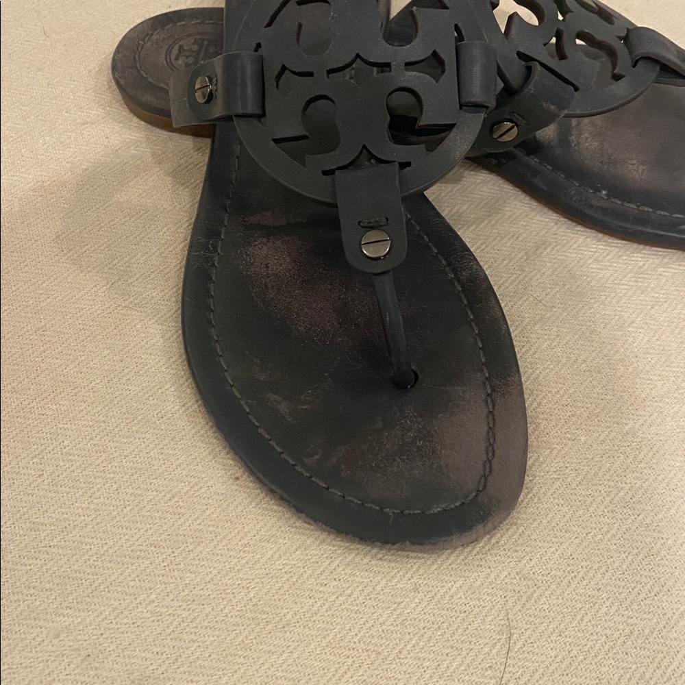 Tory Burch, navy blue Miller sandals. Size 9. - Picture 2 of 7